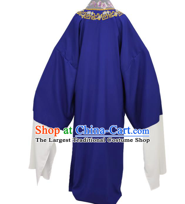 Chinese Shaoxing Opera Tang Bohu Clothing Peking Opera Xiaosheng Garment Costume Ancient Scholar Dark Blue Robe
