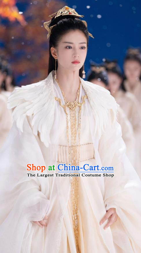 Chinese TV Series Ancient Love Poetry Feng Ran White Dress Goddess Garment Costumes Heaven Queen Clothing