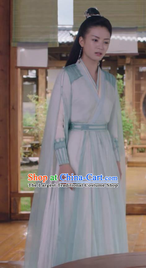 Chinese TV Series Ancient Love Poetry Bai Feng Ran Blue Dress Ancient Fairy Garment Costume Swordswoman Clothing