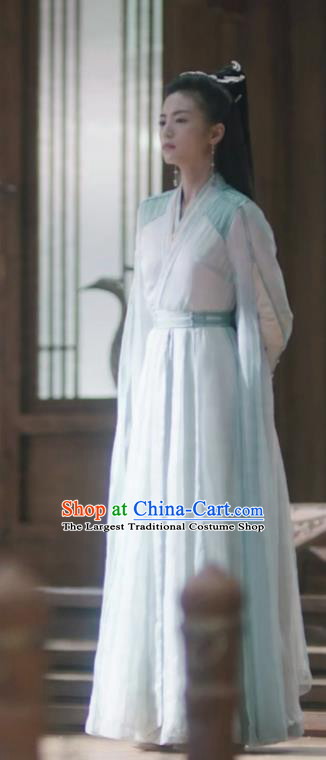 Chinese TV Series Ancient Love Poetry Bai Feng Ran Blue Dress Ancient Fairy Garment Costume Swordswoman Clothing