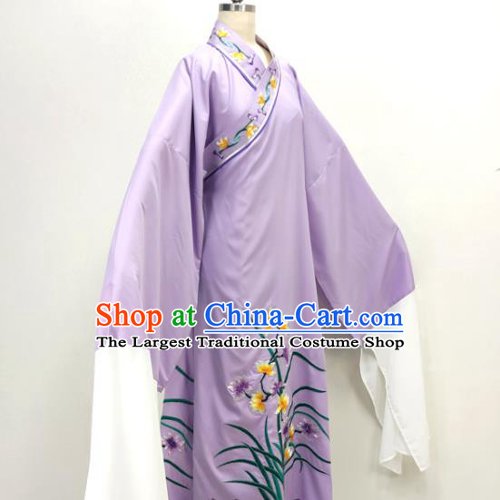 Chinese Beijing Opera Xiaosheng Purple Embroidered Robe Shaoxing Opera Young Childe Clothing Ancient Scholar Costume