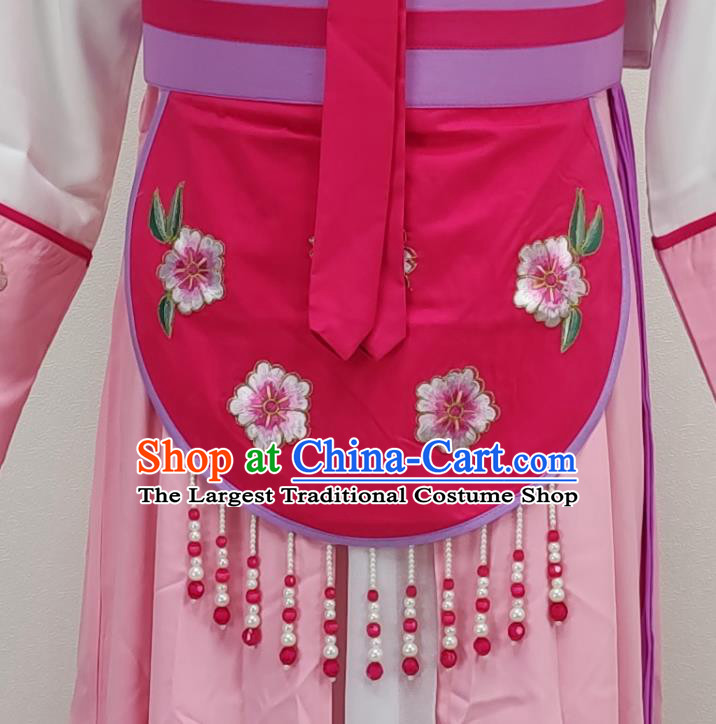 Chinese Huangmei Opera Actress Clothing Ancient Village Girl Costume Beijing Opera Hua Tan Magenta Dress