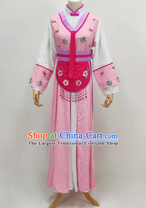 Chinese Beijing Opera Hua Tan Pink Dress Huangmei Opera Actress Clothing Ancient Village Girl Costume