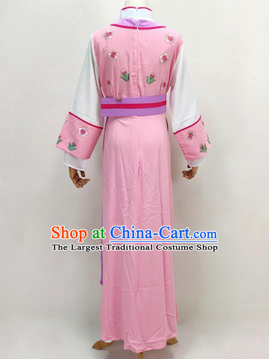 Chinese Beijing Opera Hua Tan Pink Dress Huangmei Opera Actress Clothing Ancient Village Girl Costume