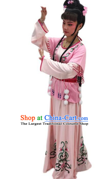 Chinese Beijing Opera Diva Pink Dress Shaoxing Opera Young Lady Clothing Ancient Fairy Costume