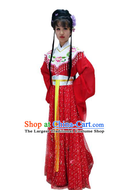 Chinese Ancient Fairy Costume Beijing Opera Diva Red Dress Shaoxing Opera Princess Clothing
