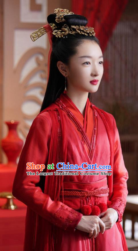 Chinese TV Series Ancient Love Poetry Hou Chi Wedding Garment Clothing Ancient Goddess Red Dress