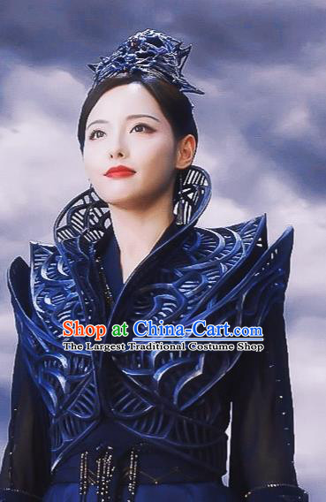 Chinese Ancient Demon Queen Black Dress Costume TV Series Ancient Love Poetry Swordswoman Wu Huan Garment Clothing