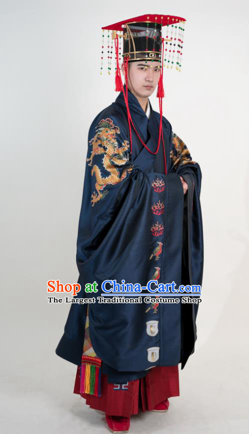 Chinese Ming Dynasty Royal Prince Historical Costumes Ancient Infante Garment Clothing and Headpiece