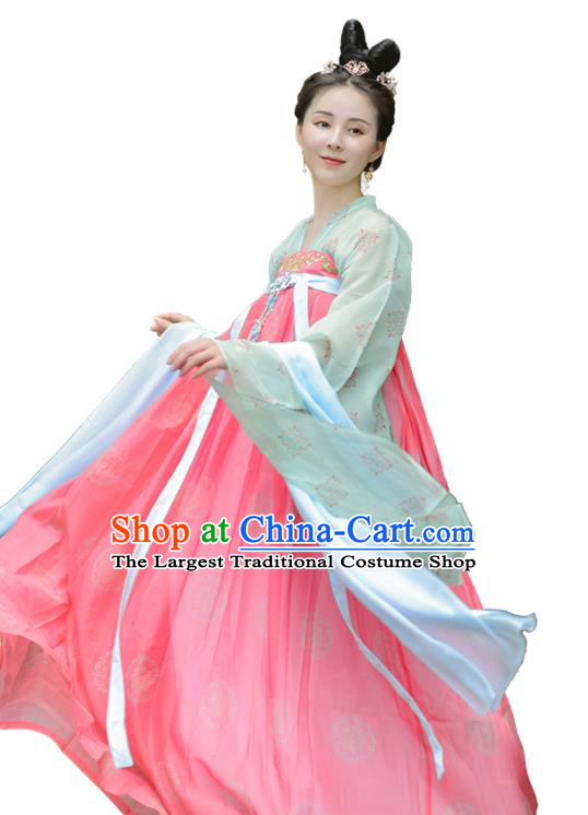 Chinese Ancient Palace Infanta Garment Costumes Tang Dynasty Princess Clothing Traditional Pink Hanfu Dress