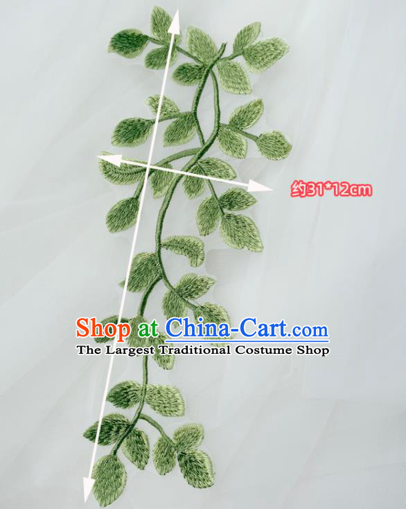 Top Embroidered Green Leaves Patch Garment Tree Branch Accessories