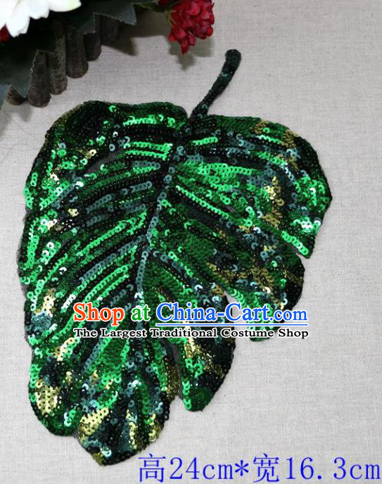 Top Banana Leaf Patch Costume Green Sequins Accessories
