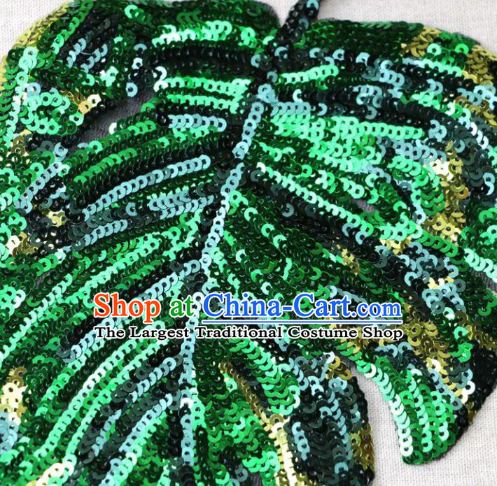 Top Banana Leaf Patch Costume Green Sequins Accessories