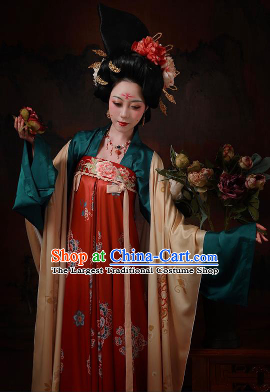 Chinese Ancient Palace Beauty Dresses Tang Dynasty Imperial Concubine Costumes Traditional Garment Clothing