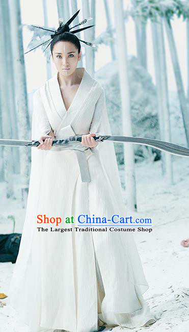 Chinese Ancient Snow Lady White Dress Fantasy Film The Yinyang Master Yokime Replica Costume