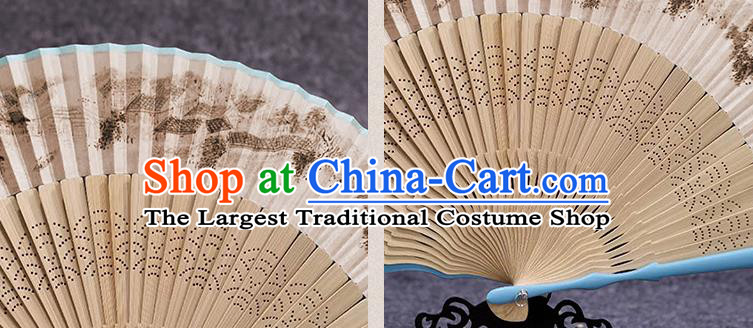 Chinese Handmade Silk Fan Traditional Folding Fans Painting Landscape Fan