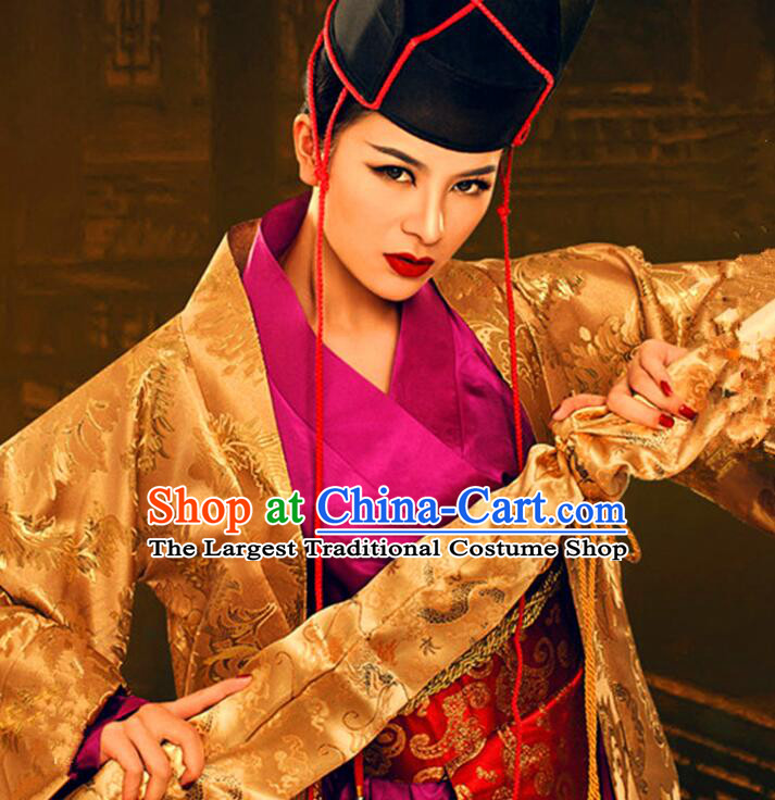 Chinese Game Swordman Online Dongfang Bu Bai Costume Ancient Kung Fu Master Dress Ancient Hero Clothing and Headpiece Complete Set