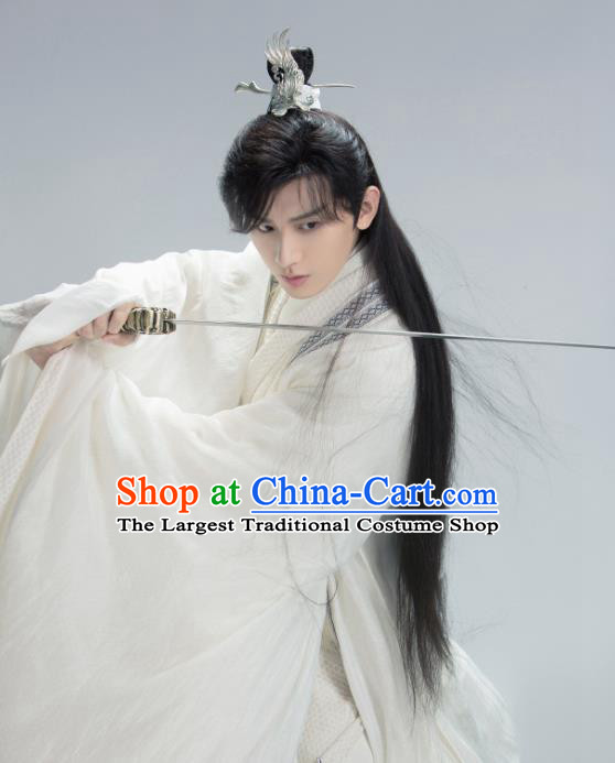 Chinese Ancient Swordsman Clothing Traditional Wuxia Hero White Garments TV Series Love and Redemption Yu Si Feng Costume