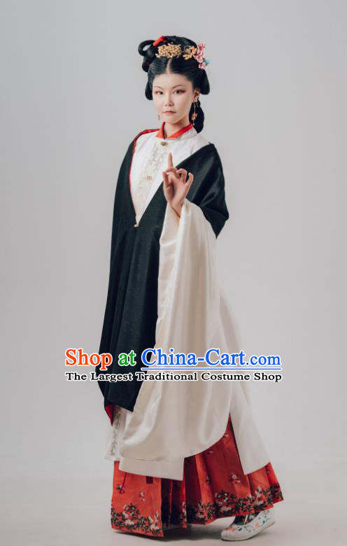 Chinese Eight Famous Beauties of Qinhuai River Dong Xiao Wan Dresses Ming Dynasty Historical Costume Ancient Beauty Hanfu Clothing