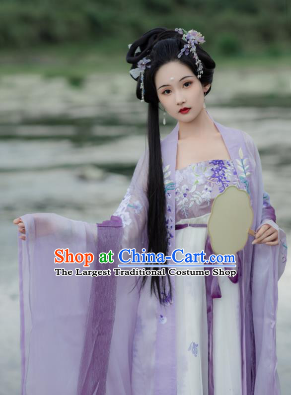 Chinese Traditional Purple Hanfu Dress Ancient Imperial Consort Clothing Song Dynasty Princess Garment Costumes