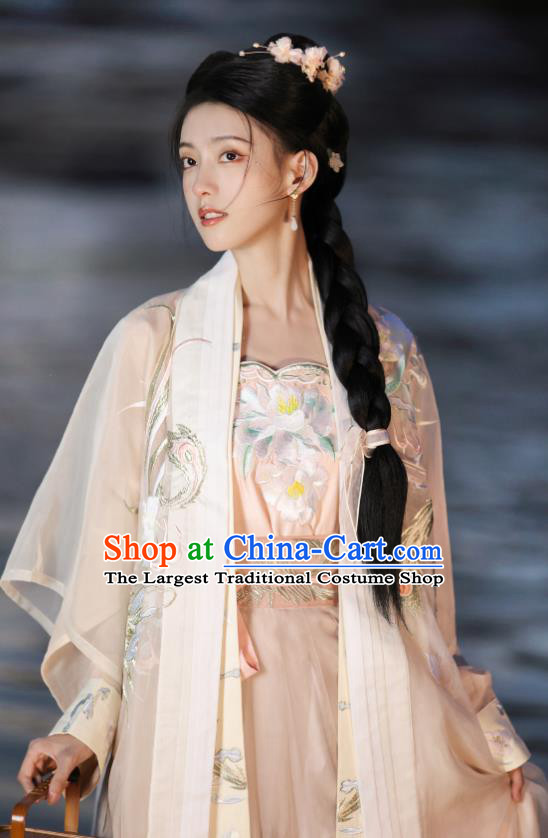 Chinese Ancient Young Woman Clothing Song Dynasty Noble Lady Garment Costumes Traditional Embroidered Hanfu Dress