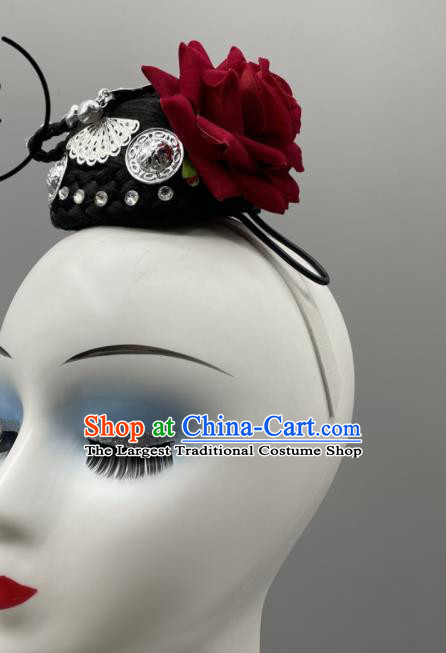 China Stage Performance Headwear Classical Dance Hair Jewelry Woman Solo Dance Wig Headpiece