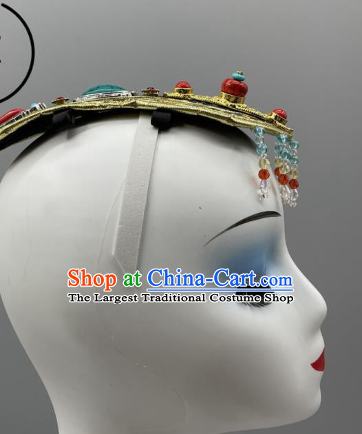 Chinese Zang Nationality Dance Headpiece Ethnic Stage Performance Hair Jewelry Tibetan Minority Women Headwear