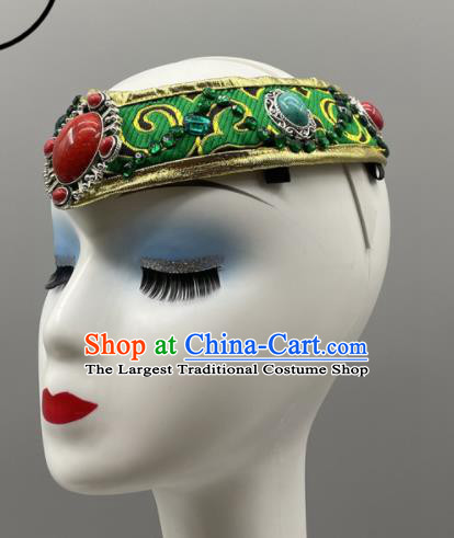 Chinese Mongolian Minority Women Headwear Mongol Nationality Dance Headpiece Ethnic Stage Performance Hair Jewelry