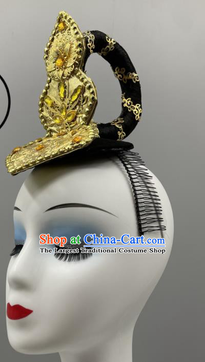 China Classical Dance Hair Jewelry Dunhuang Flying Apsaras Dance Headpiece Women Group Stage Performance Headwear