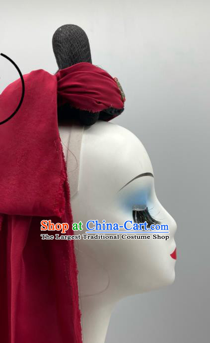 China Classical Dance Wig and Hair Jewelry Beauty Dance Hua Mulan Headpiece Women Group Stage Performance Headwear
