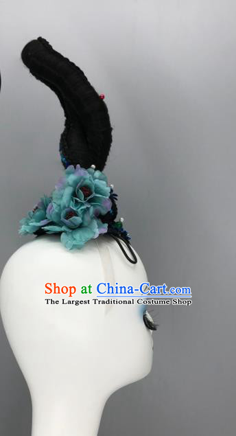 China Women Group Stage Performance Headwear Classical Dance Wig and Hair Jewelry Taoli Cup Beauty Dance Headpieces