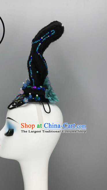 China Women Group Stage Performance Headwear Classical Dance Wig and Hair Jewelry Taoli Cup Beauty Dance Headpieces