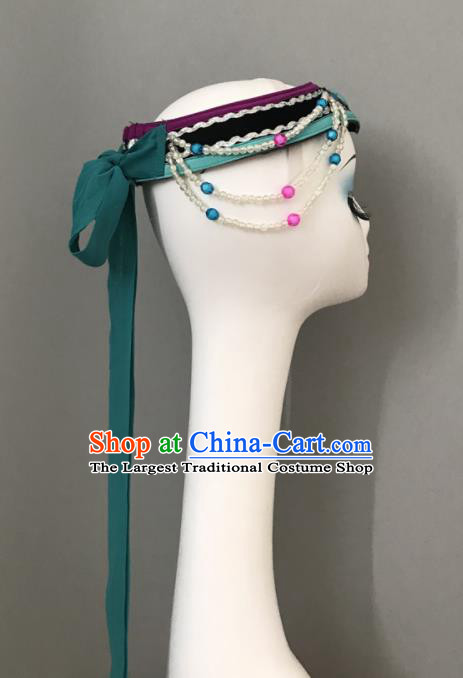 Chinese Mongol Nationality Woman Headdress Ethnic Stage Performance Braids Headpieces Mongolian Minority Bowl Dance Hair Jewelries