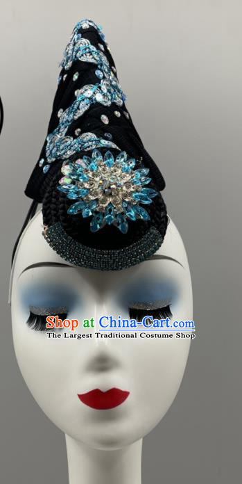 China Luo Fu Xing Stage Performance Headwear Classical Dance Wig and Hair Jewelry Taoli Cup Dance Competition Headpieces