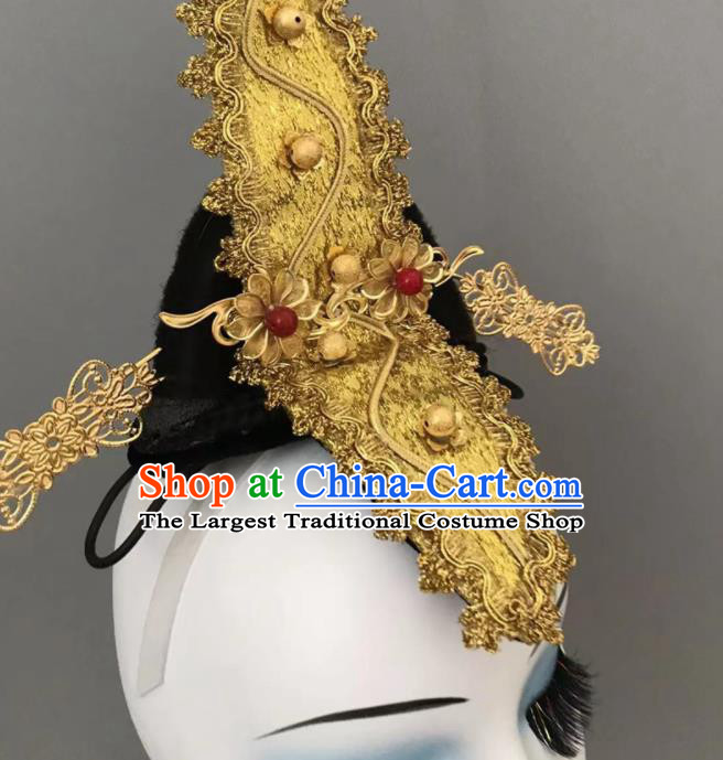 China Tang Beauty Dance Feather Headpieces Xiang Ji Dance Stage Performance Headwear Classical Dance Wig and Hair Jewelries