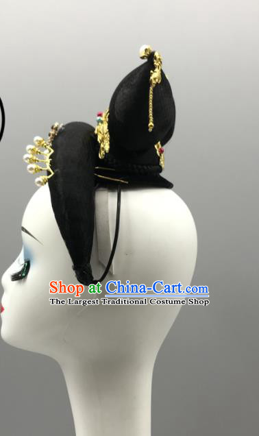 China Women Group Stage Performance Headdress Classical Dance Wig and Hair Jewelries Ancient Beauty Dance Headpieces