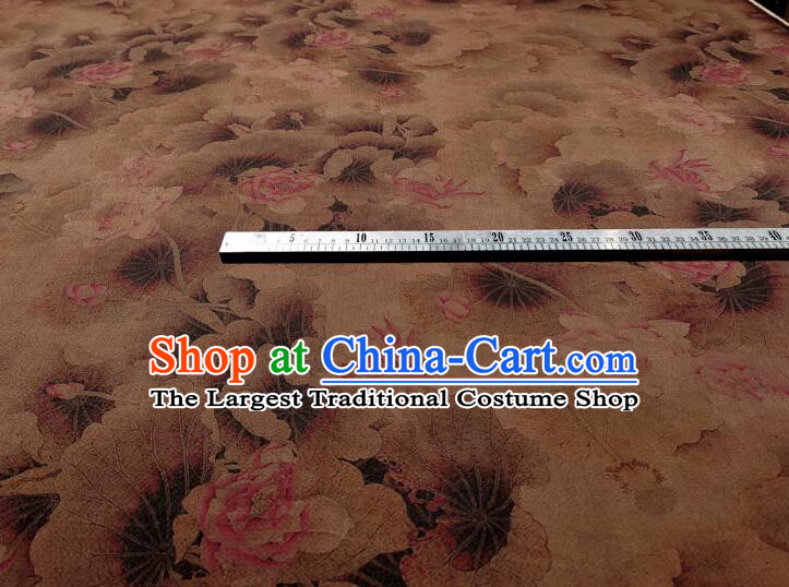 Asian Brown Silk Material Chinese Traditional Peony Pattern Design Gambiered Guangdong Gauze Fabric