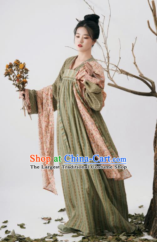 Chinese Ancient Country Lady Dress Tang Dynasty Hanfu Traditional Garment Costumes Complete Set