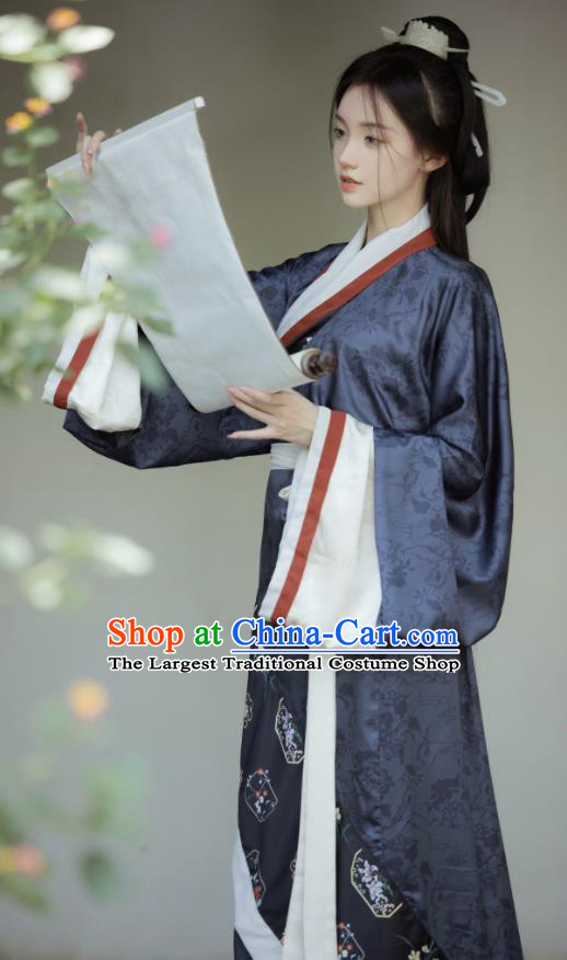 Chinese Traditional Garment Costumes Ancient Palace Lady Dress Han Dynasty Hanfu Curving Front Robe
