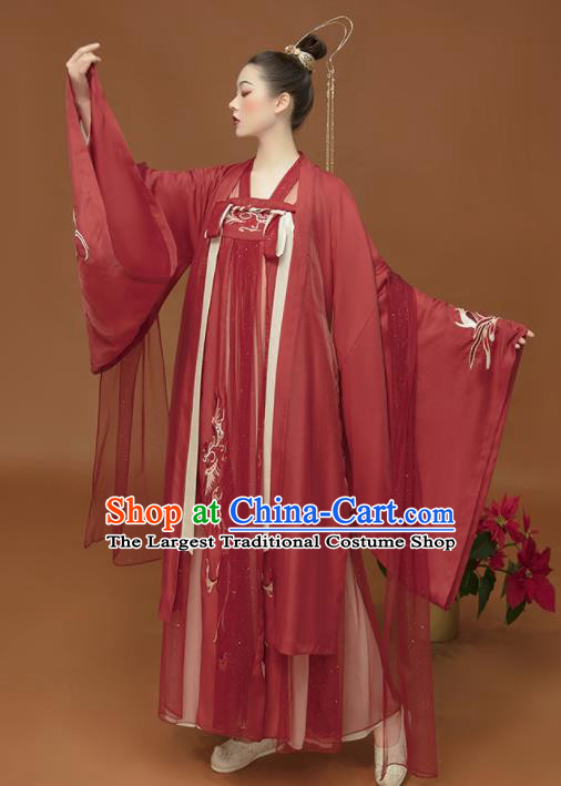 Chinese Ancient Royal Princess Clothing Tang Dynasty Red Hanfu Dress Traditional Wedding Garment Costumes