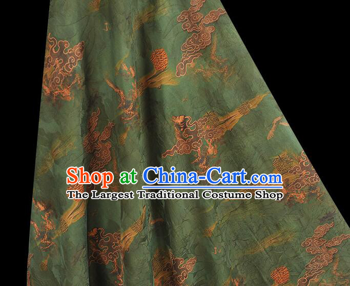 Chinese Green Gambiered Guangdong Gauze Traditional Qipao Dress Material Classical Cheongsam Jacquard Silk Fabric