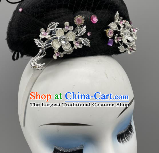Chinese Woman Dance Competition Hair Jewelries Stage Performance Wig Chignon Classical Dance Headpiece