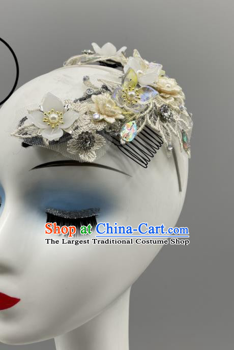 Chinese Woman Dance Hair Jewelry Stage Performance Hair Comb Folk Dance Headpiece Yangko Dance Apricot Flower Headwear