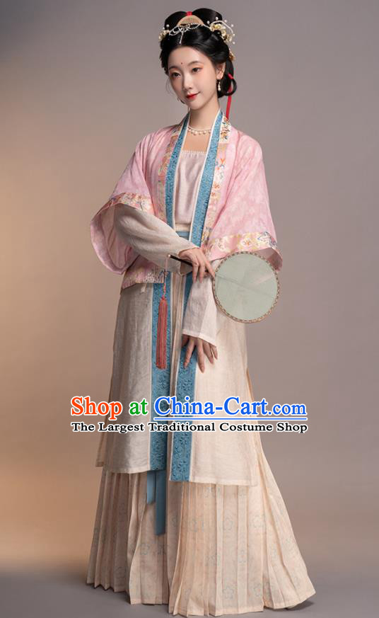 Chinese Song Dynasty Young Woman Garment Costumes Ancient Noble Mistress Clothing Traditional Hanfu Dresses Complete Set