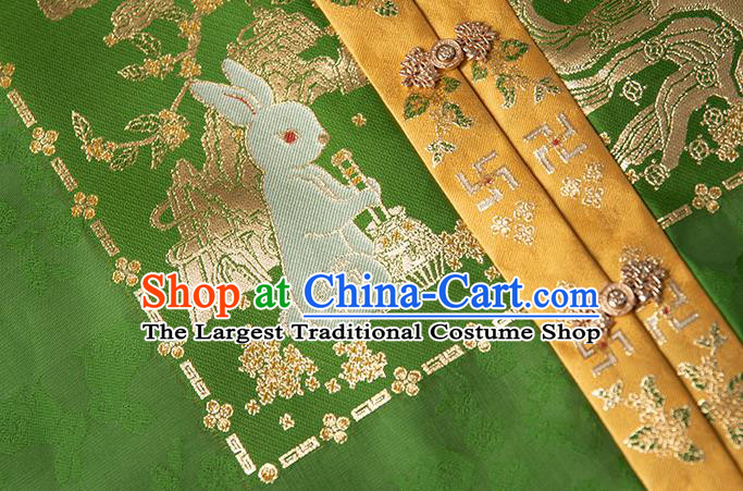 Chinese Ming Dynasty Young Beauty Garment Costumes Ancient Noble Lady Clothing Traditional Hanfu Green Blouse and Yellow Skirt Complete Set