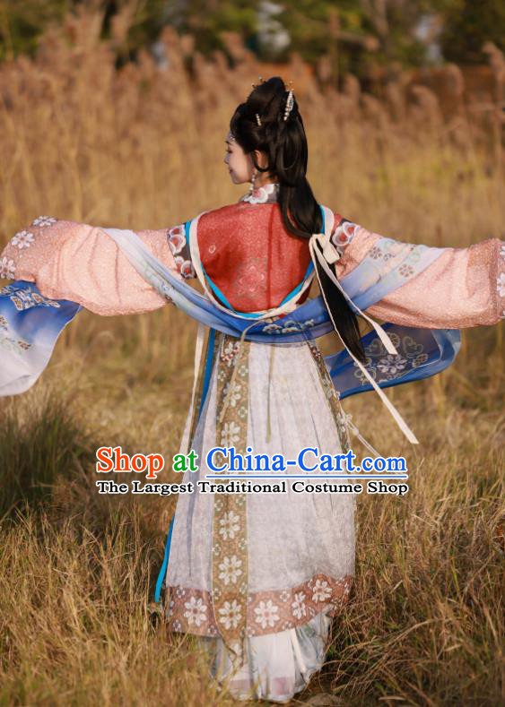 Chinese Ancient Chang E Moon Goddess Clothing Tang Dynasty Noble Woman Garment Costumes Traditional Hanfu Flying Fairy Dresses