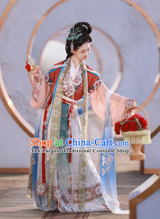 Chinese Ancient Chang E Moon Goddess Clothing Tang Dynasty Noble Woman Garment Costumes Traditional Hanfu Flying Fairy Dresses