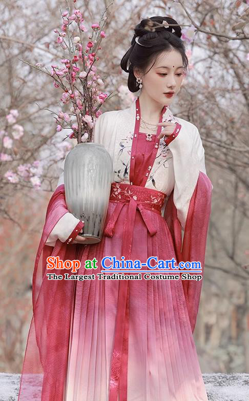 China Song Dynasty Young Woman Dresses Ancient Noble Lady Costumes Traditional Hanfu