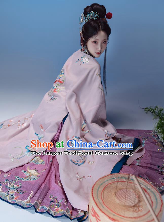 China Traditional Embroidered Hanfu Ming Dynasty Royal Princess Dresses Ancient Noble Lady Costumes Long Gown and Ma Mian Skirt