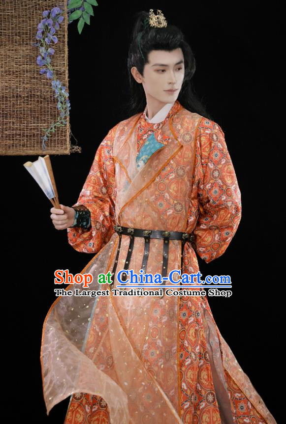 China Traditional Dun Huang Design Hanfu Robe Tang Dynasty Male Costume Ancient Young Hero Clothing